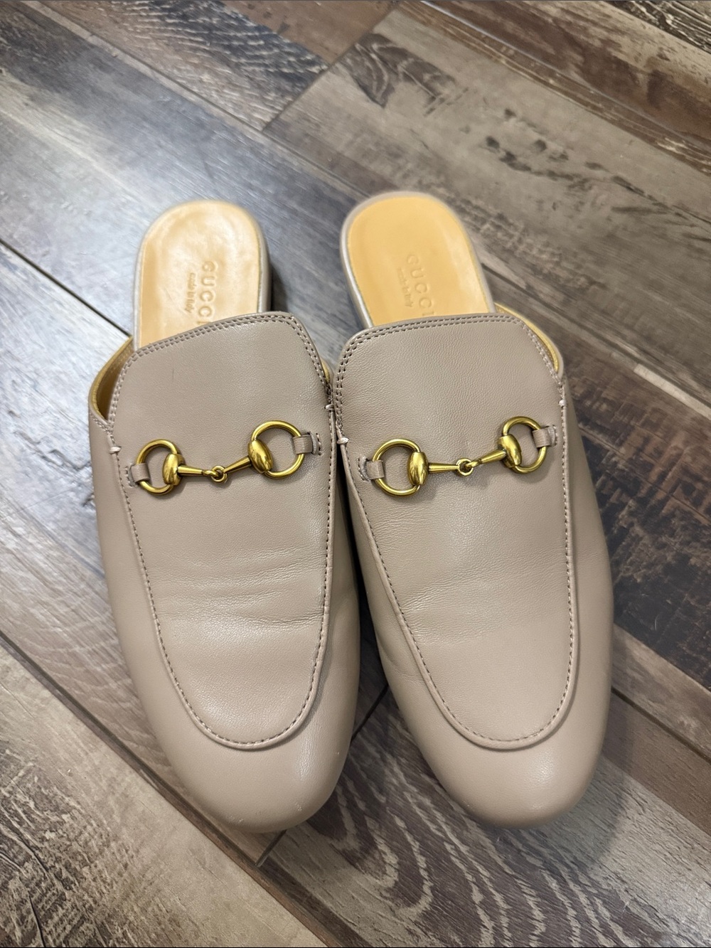 Gucci Taupe Leather Horsebit Mule - Women's Slip-On Clog